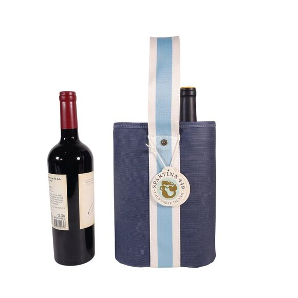 Spartina 449 Double Wine Caddy - Navy Blue Stripe - NWT - Picture 6 of 6